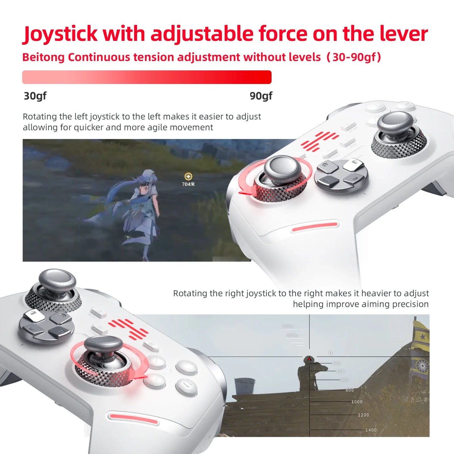 Kunpeng 40 KP40 Elite Wireless Game Controller, TMR Joysticks Triggers Bluetooth Gamepad for PC Nintendo Switch Mobile