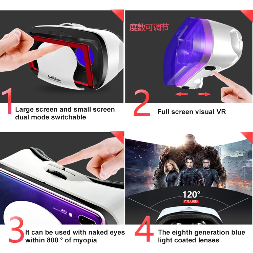 VR Shinecon Virtual Reality Glasses VR Glasses Stereo Helmet Headset with Remote Control 3D Virtual World for IOS Android New