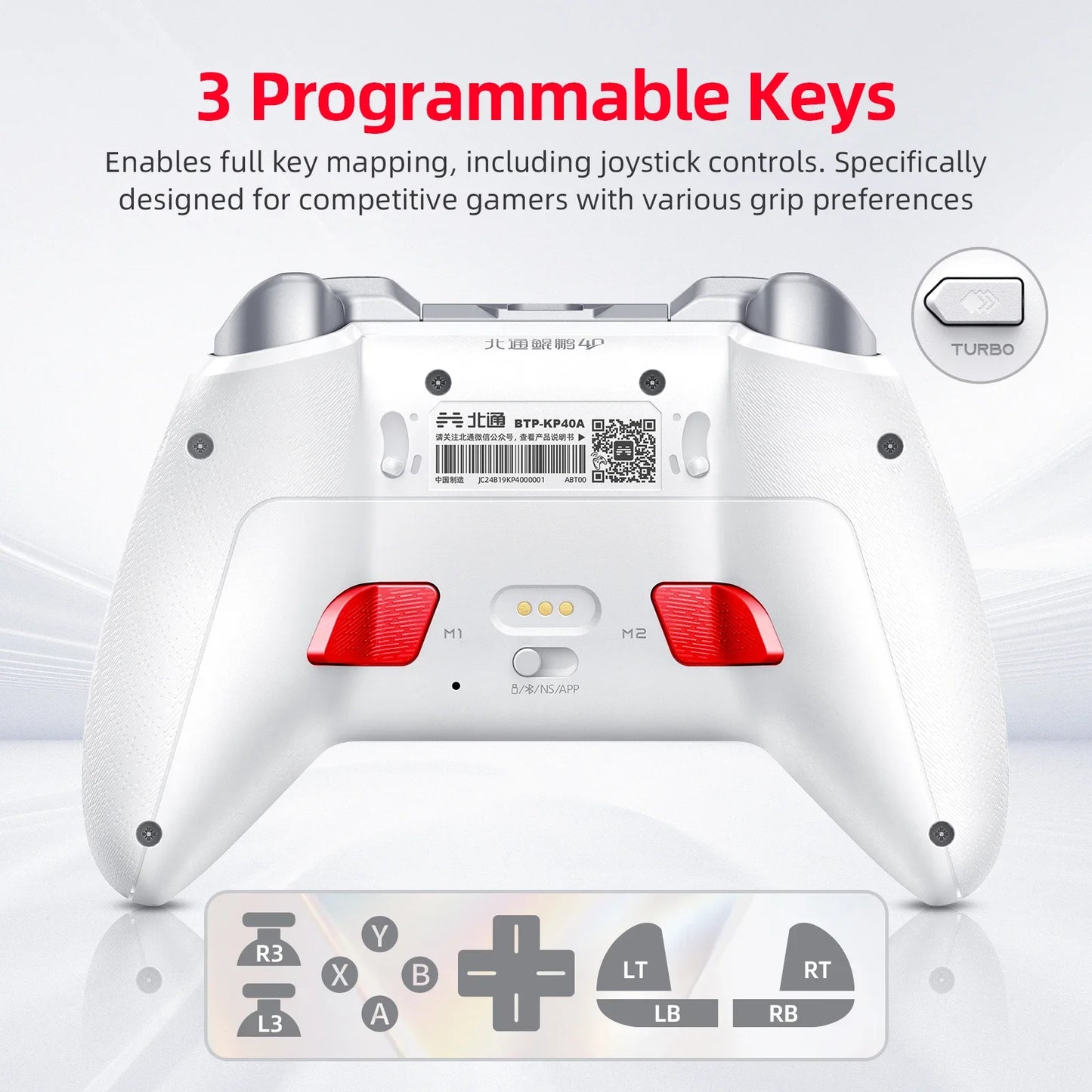 Kunpeng 40 KP40 Elite Wireless Game Controller, TMR Joysticks Triggers Bluetooth Gamepad for PC Nintendo Switch Mobile