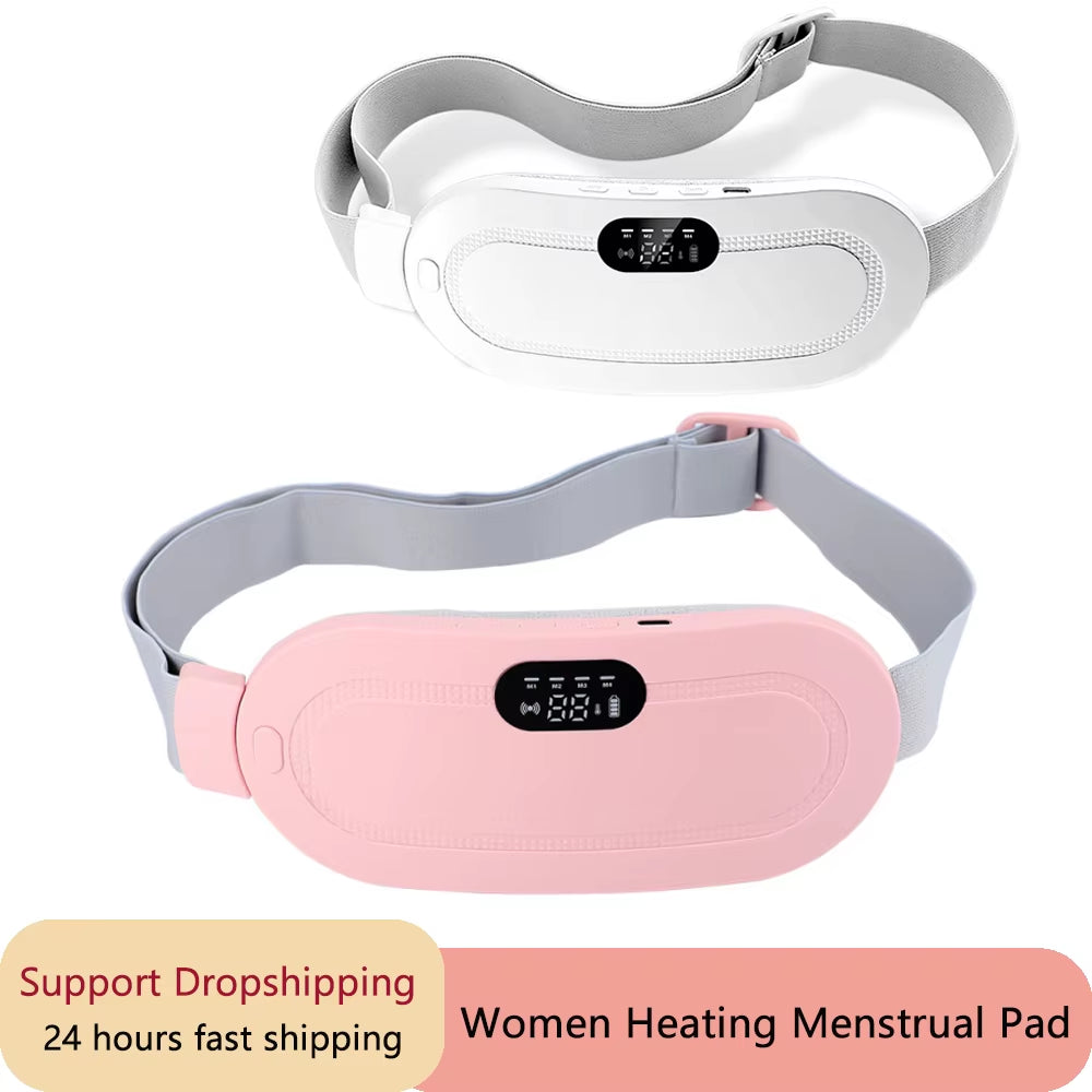 Electric Period Cramp Massager Vibrating Heating Pad Belt for Menstrual Colic Relief Pain Waist Abdominal Warm Palace Belt