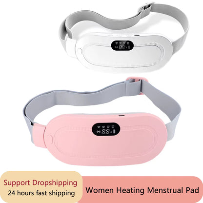 Electric Period Cramp Massager Vibrating Heating Pad Belt for Menstrual Colic Relief Pain Waist Abdominal Warm Palace Belt