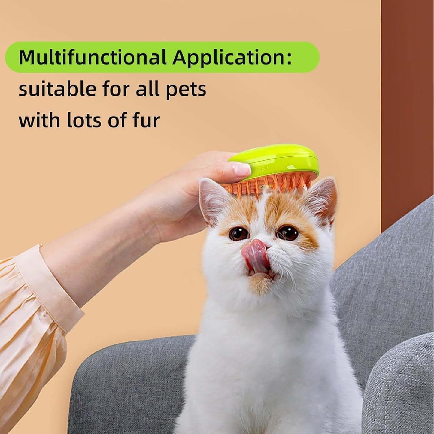 Brosse Chien Chat À Vapeur,Cat Steamy Brush, Steamy Brosse Pour Chat,Brosse Vapeur 3 En 1 Pour Chat, Cat Steamer Brush for Massage,Cat Hair Brush Fortangled and Loosse Hair（X1）