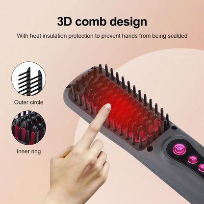 Wireless Hair Straightener Hot Comb Mini Portable USB Rechargeable Ionic Hair Styling Tool