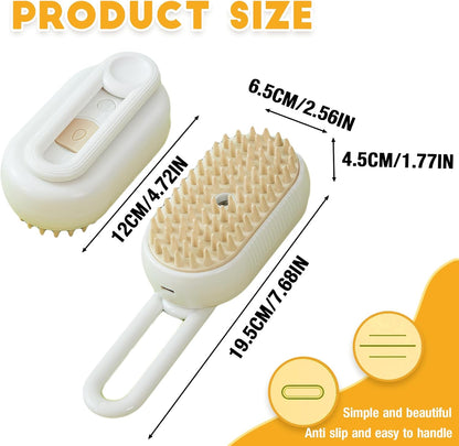 Brosse À Vapeur 3 En 1 Pour Chat, Nettoyage À La Vapeur Pour Chien Avec Poignée Pliable, Brosse De Toilettage Multifonction Rechargeable Pour Animaux De Compagnie, Peigne Pour Enlever La Perte De