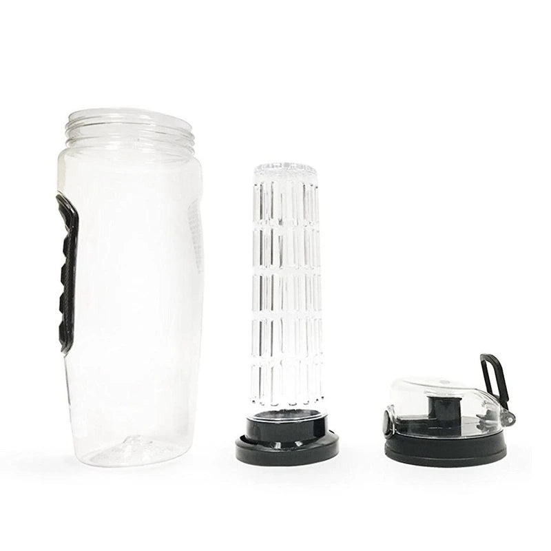 2X 1000Ml/32Oz Fruit Infusing Infuser Water Bottle Plastic Sports Detox Health Black