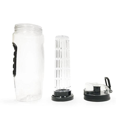 2X 1000Ml/32Oz Fruit Infusing Infuser Water Bottle Plastic Sports Detox Health Black