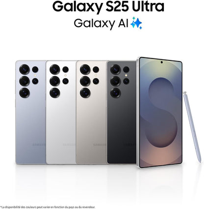 Galaxy S25 Ultra, Smartphone Android 5G Avec Galaxy AI, 256 Go, Chargeur Secteur Rapide 25W Inclus, Smartphone Déverrouillé, Gris Titane, Version FR