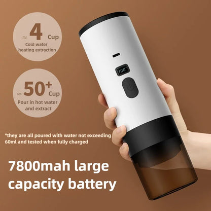 3-In-1 Portable Electric Coffee Makercapsule Coffee Grinder Travel Coffee Maker with Cordless Heating for Home Camping and Car