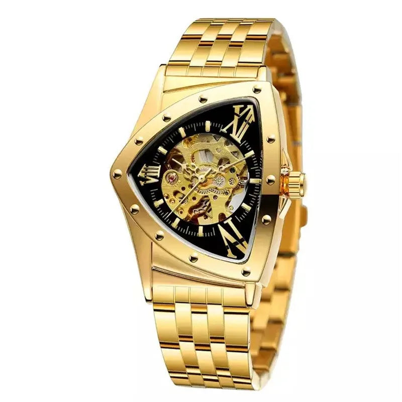 Men Watch Hollow Triangular Mechanical Watches Stainless Steel Men'S Wristwatches Fashion Brand Men Clock Male Dropshipping!!!