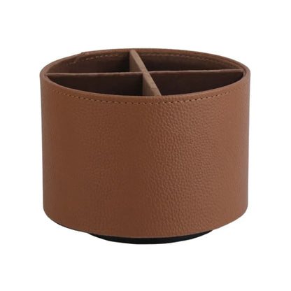 Nordic Style Yike Rotating Desktop Leather Storage Box Makeup Brush Storage Office Pen Holder Home Decoration