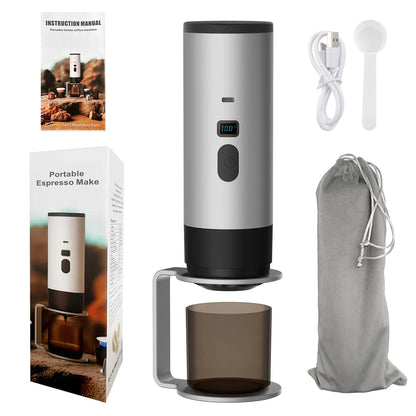 3-In-1 Portable Electric Coffee Makercapsule Coffee Grinder Travel Coffee Maker with Cordless Heating for Home Camping and Car