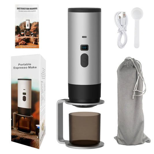 3-In-1 Portable Electric Coffee Makercapsule Coffee Grinder Travel Coffee Maker with Cordless Heating for Home Camping and Car
