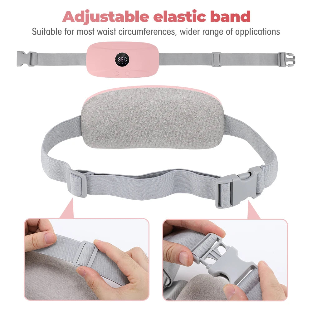 Electric Period Cramp Massager Vibrating Heating Belt for Menstrual Colic Relief Pain Waist Stomach Abdominal Warm Palace Belt