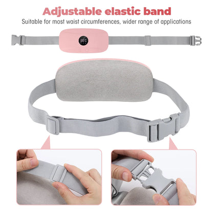 Electric Period Cramp Massager Vibrating Heating Belt for Menstrual Colic Relief Pain Waist Stomach Abdominal Warm Palace Belt