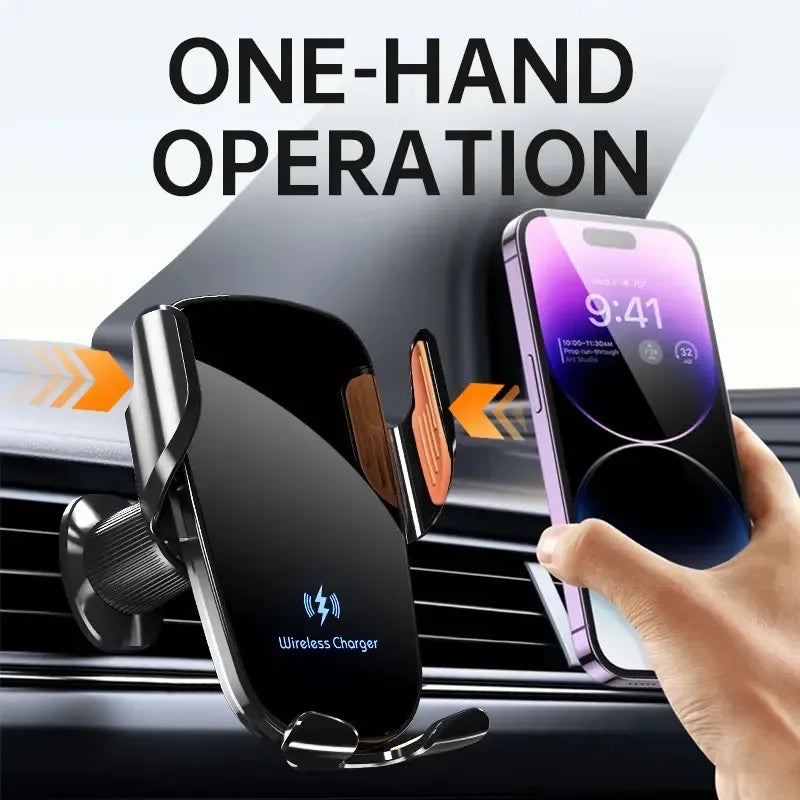 UYUXIO Wireless Car Charger Air Vent Fast Charging Phone Holder in Car for Iphone 16 Pro Max 15 14 12 13 Samsung Android Phones