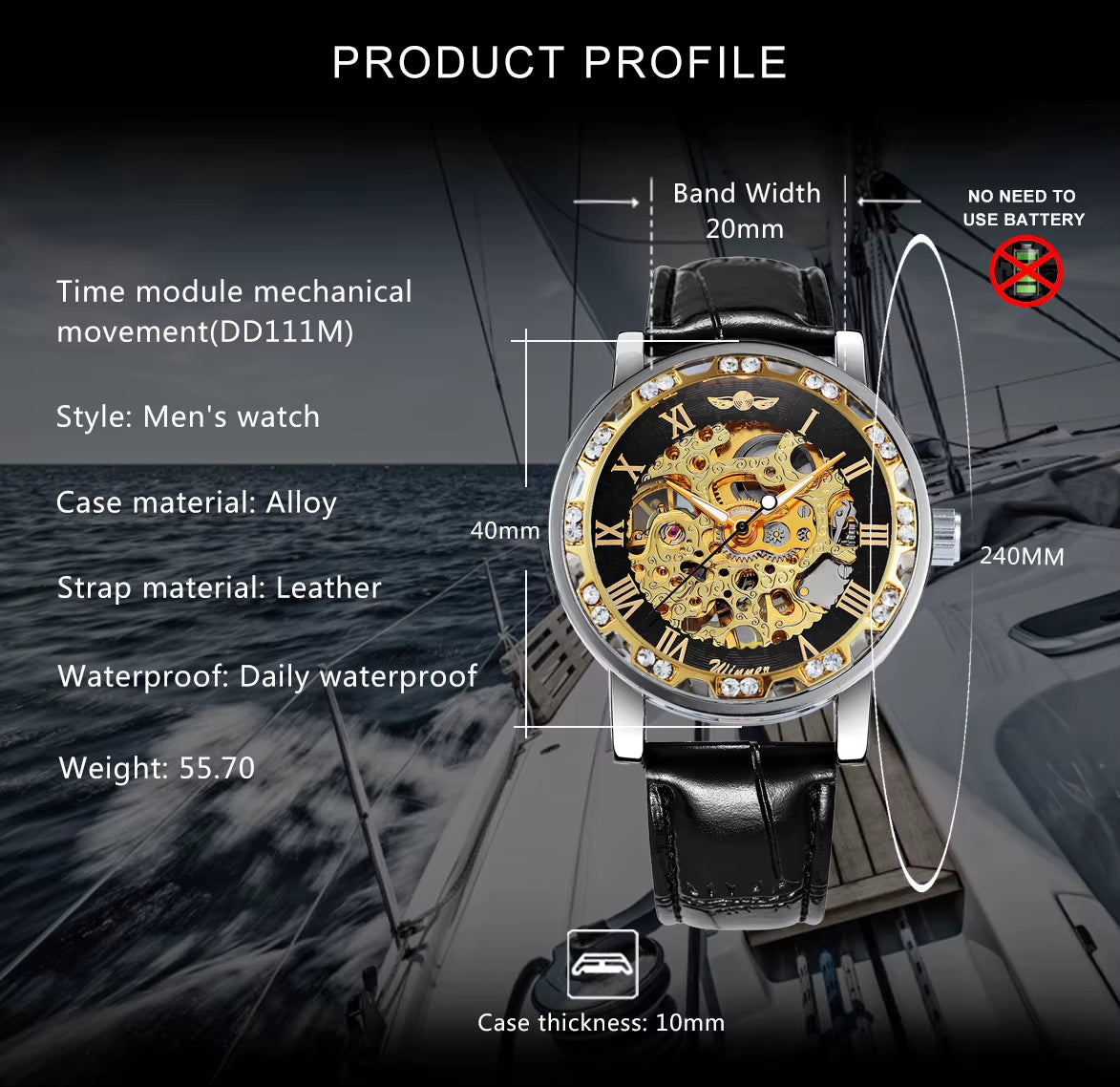WINNER Fashion Mechanical Watch for Women Top Brand Luxury Watches Diamond Skeleton Dial Leather Strap Unisex Size Wristwatches