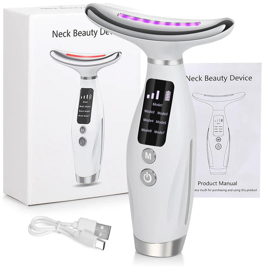 EMS Neck Face Lifter Neck Face Lifting Massager Skin Tighten Device LED Photon Therapy anti Wrinkle Double Chin Remover 7 Modes