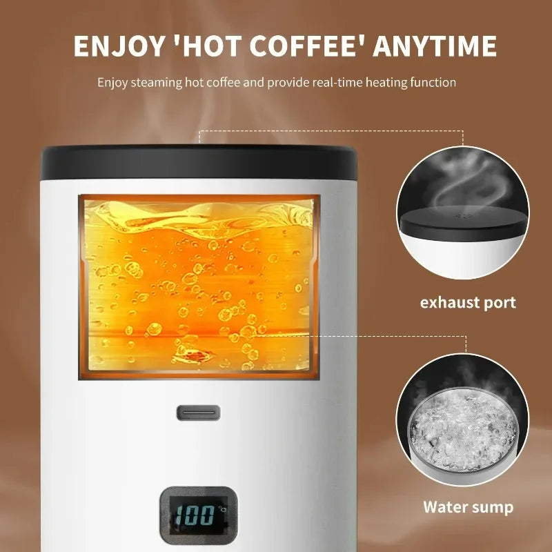 3-In-1 Portable Electric Coffee Makercapsule Coffee Grinder Travel Coffee Maker with Cordless Heating for Home Camping and Car