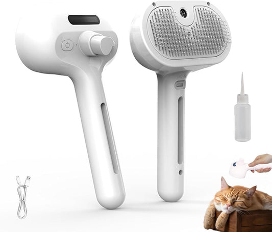 Baguette Magique Pour Poils D'Animaux, Brosses De Massage 3 En 1 Avec Poignée, Peigne D'Épilation Pour Animaux De Compagnie Avec Vapeur, Peigne Pulvérisateur De Nettoyage Rechargeable Adapté Pour