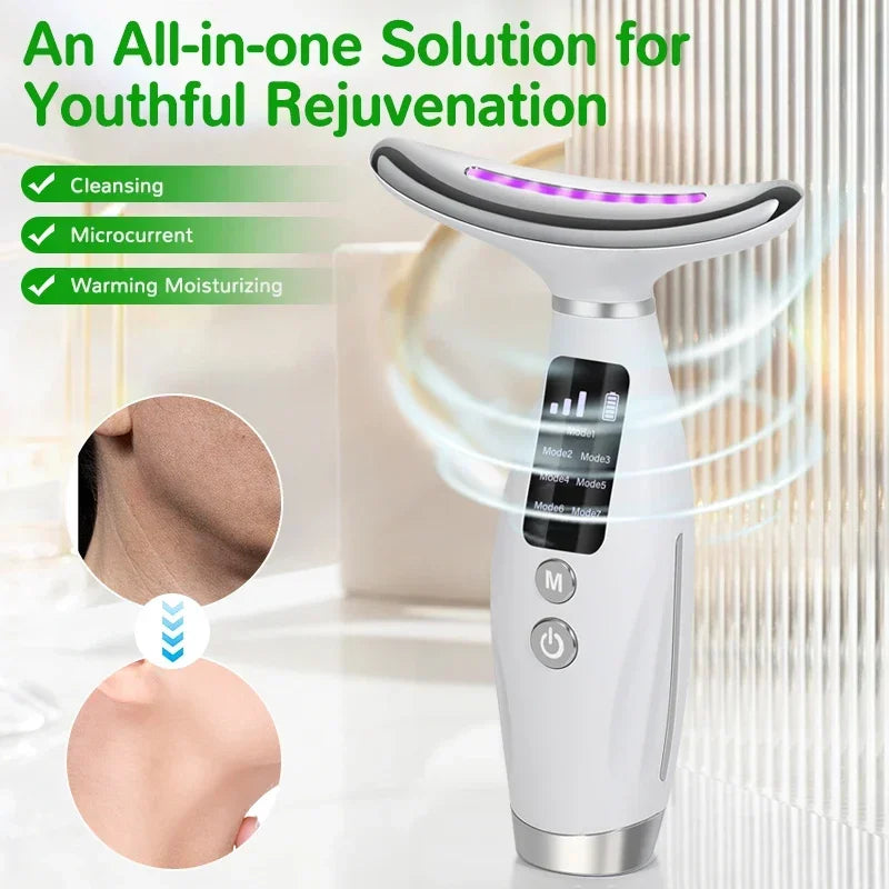EMS Neck Face Lifter Neck Face Lifting Massager Skin Tighten Device LED Photon Therapy anti Wrinkle Double Chin Remover 7 Modes