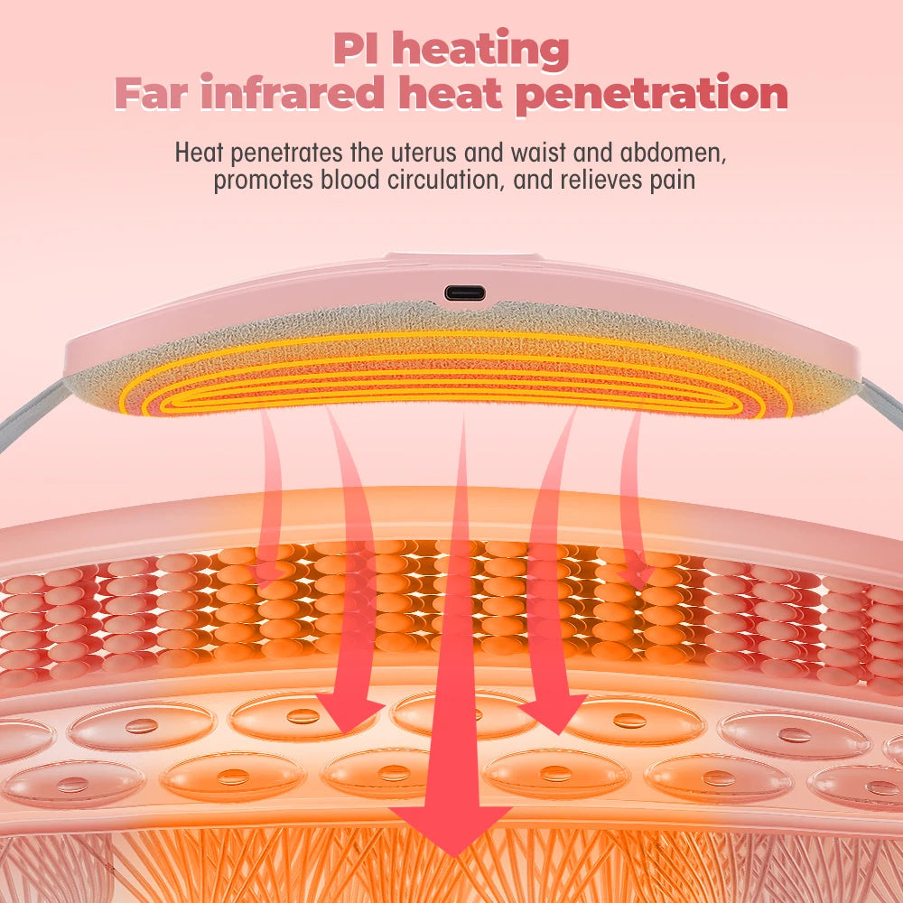 Electric Period Cramp Massager Vibrating Heating Belt for Menstrual Colic Relief Pain Waist Stomach Abdominal Warm Palace Belt