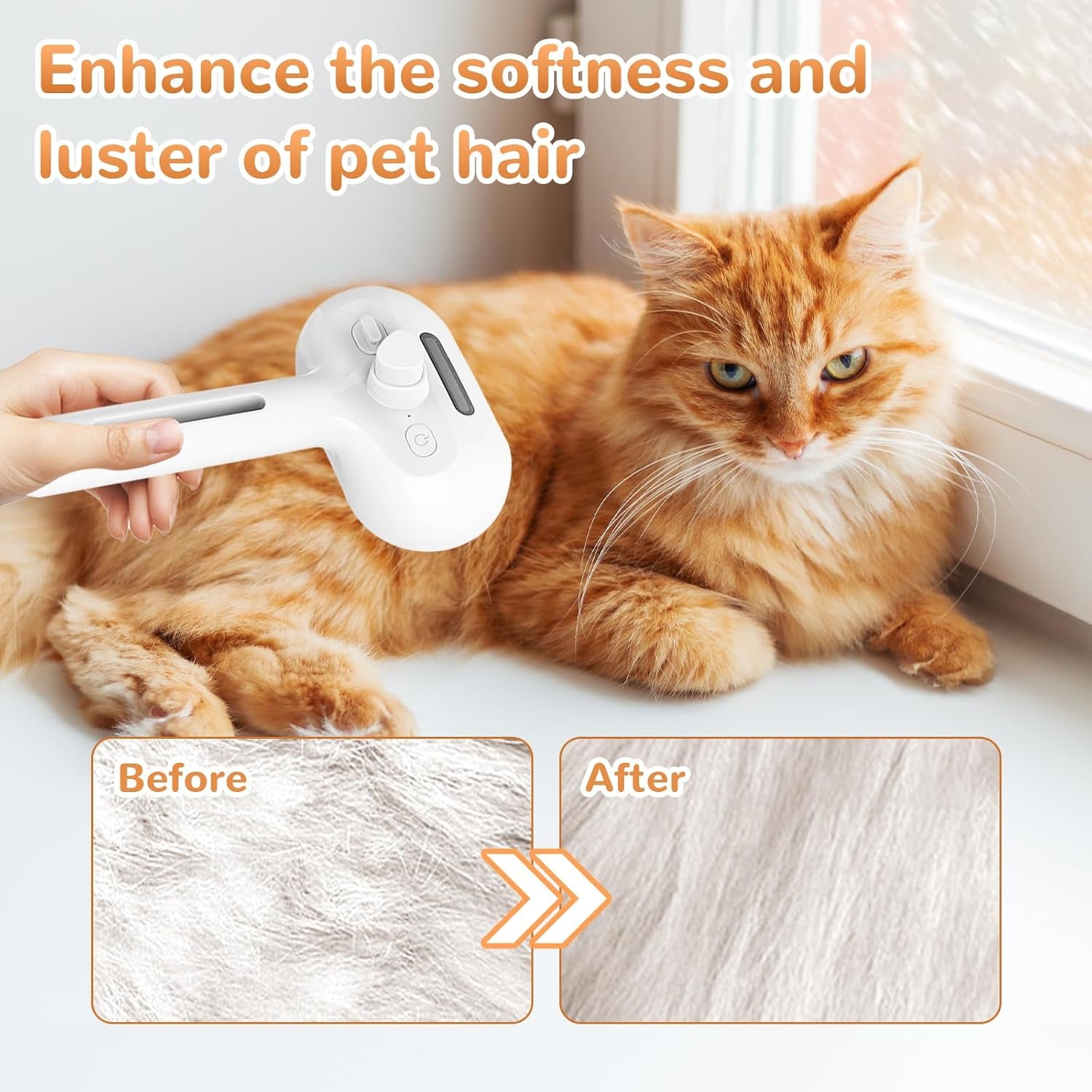 Baguette Magique Pour Poils D'Animaux, Brosses De Massage 3 En 1 Avec Poignée, Peigne D'Épilation Pour Animaux De Compagnie Avec Vapeur, Peigne Pulvérisateur De Nettoyage Rechargeable Adapté Pour