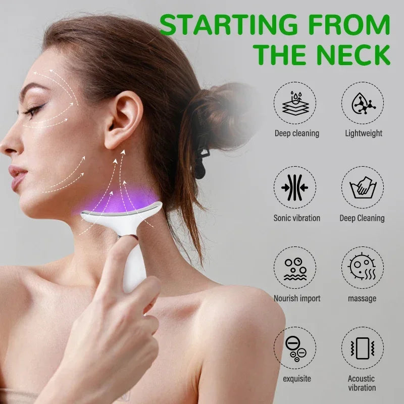 EMS Neck Face Lifter Neck Face Lifting Massager Skin Tighten Device LED Photon Therapy anti Wrinkle Double Chin Remover 7 Modes