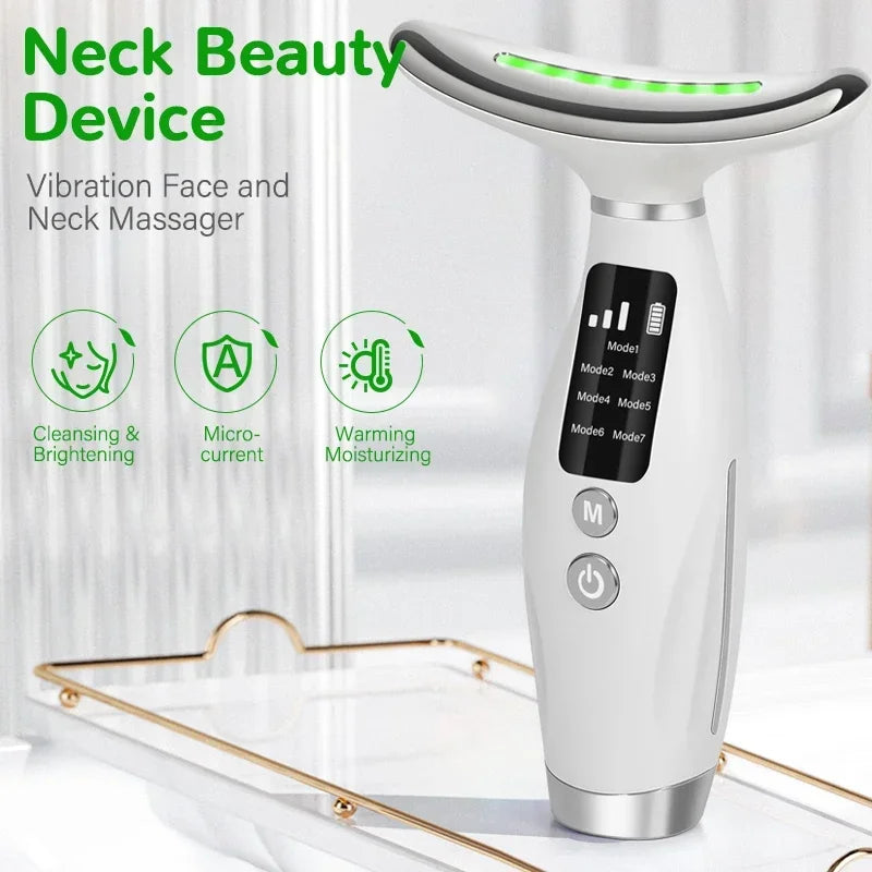 EMS Neck Face Lifter Neck Face Lifting Massager Skin Tighten Device LED Photon Therapy anti Wrinkle Double Chin Remover 7 Modes