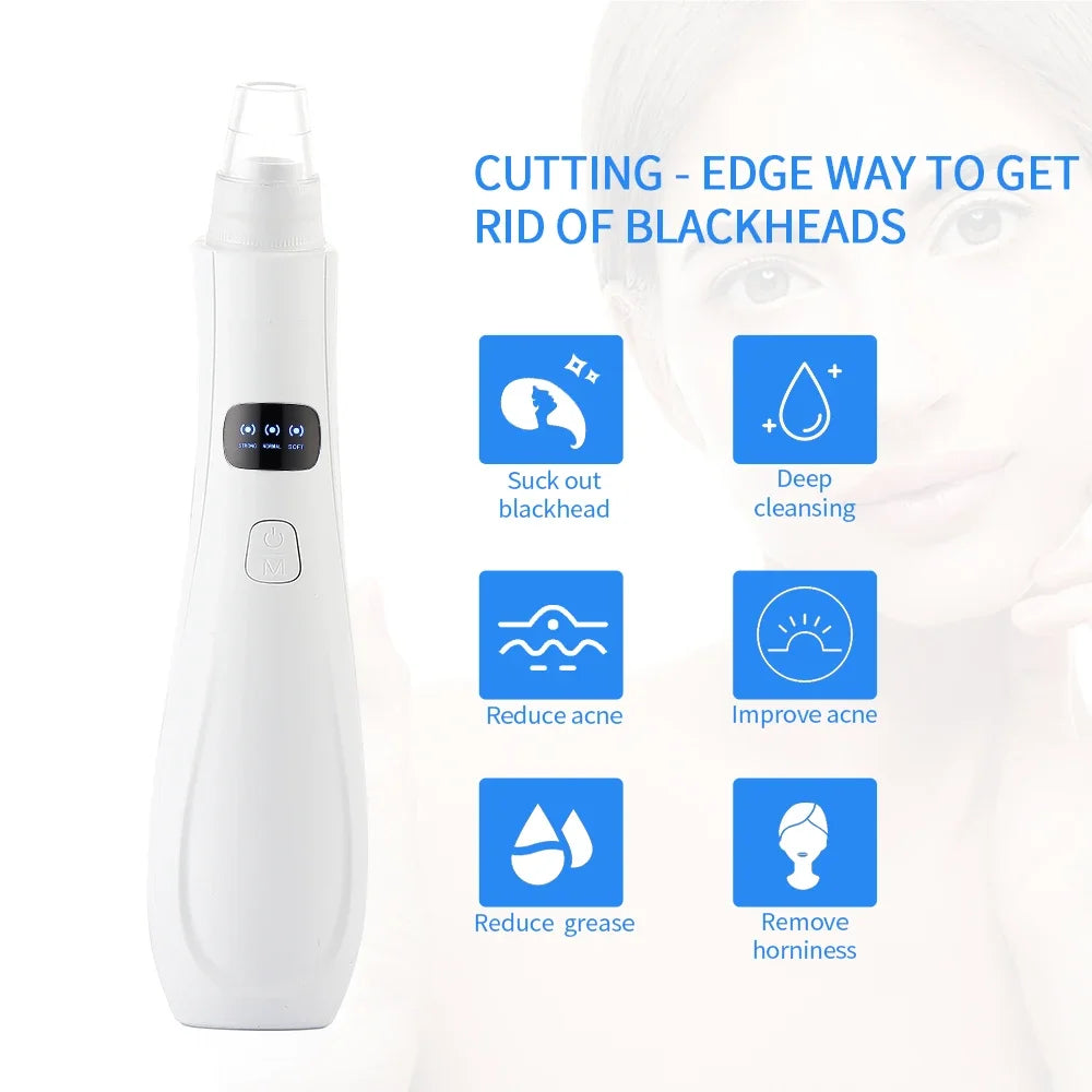 Electric Blackhead Remover Vacuum Suction Strong Black Spots Pore Acne Cleaner Machine Rechargeable Facial Nose Skin Care Tool