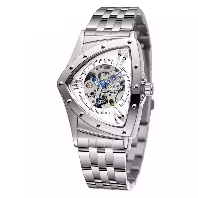 Men Watch Hollow Triangular Mechanical Watches Stainless Steel Men'S Wristwatches Fashion Brand Men Clock Male Dropshipping!!!