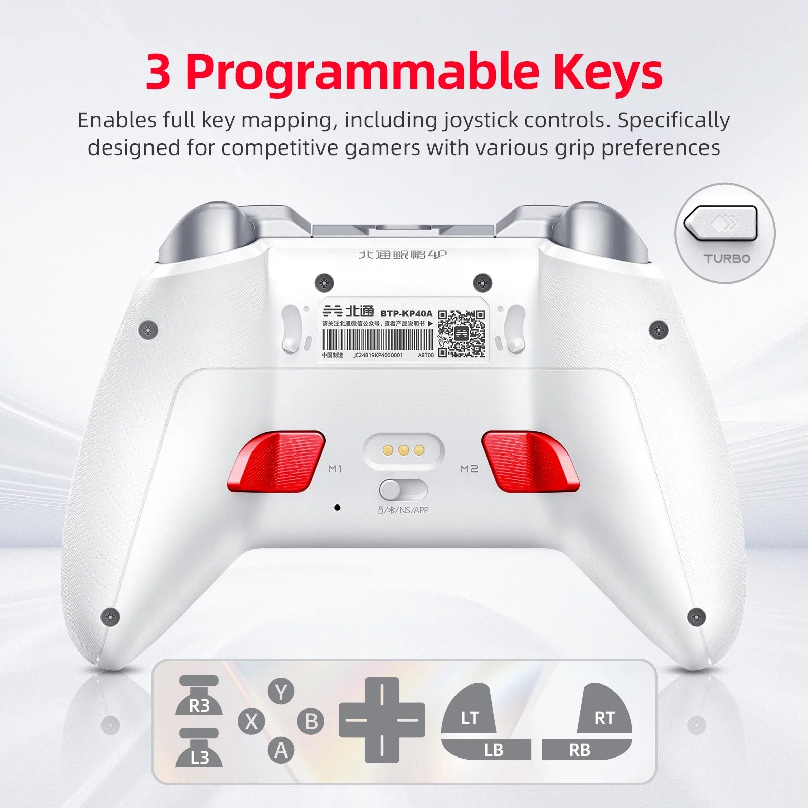 Kunpeng 40 KP40 Elite Wireless Game Controller, TMR Joysticks Triggers Bluetooth Gamepad for PC Nintendo Switch Mobile