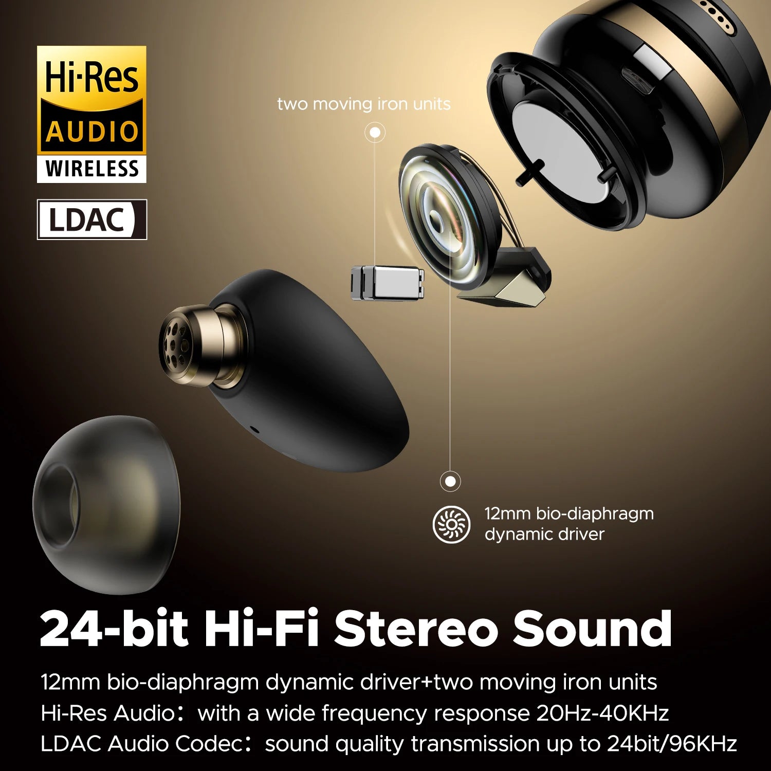 Opera 05 Hi-Res Wireless Earbuds LDAC Hybrid ANC Bluetooth V5.3 Earphones with Stereo Sound Hi-Fi Audio ENC Dual Mics