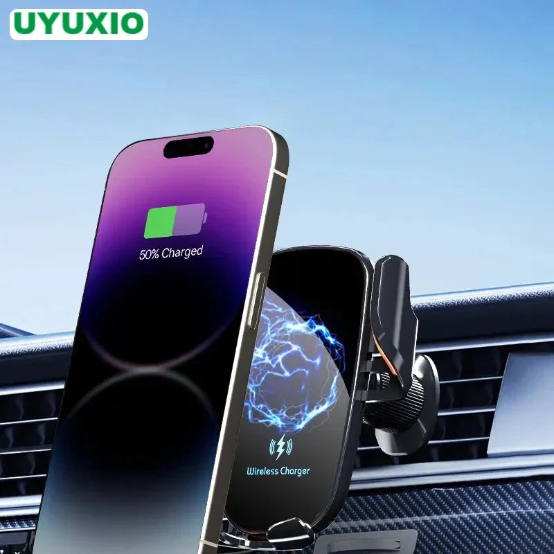 UYUXIO Wireless Car Charger Air Vent Fast Charging Phone Holder in Car for Iphone 16 Pro Max 15 14 12 13 Samsung Android Phones