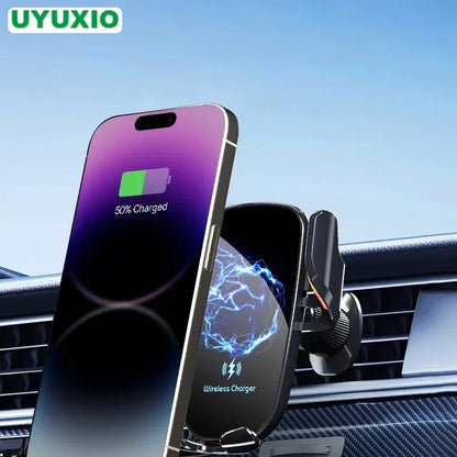 UYUXIO Wireless Car Charger Air Vent Fast Charging Phone Holder in Car for Iphone 16 Pro Max 15 14 12 13 Samsung Android Phones