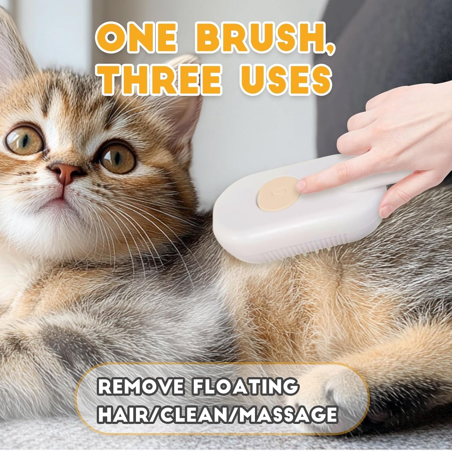 Brosse À Vapeur 3 En 1 Pour Chat, Nettoyage À La Vapeur Pour Chien Avec Poignée Pliable, Brosse De Toilettage Multifonction Rechargeable Pour Animaux De Compagnie, Peigne Pour Enlever La Perte De