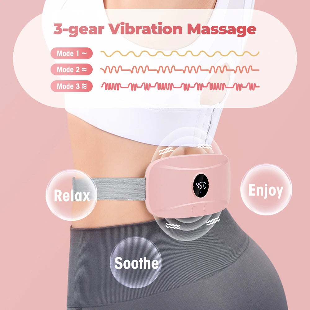 Electric Period Cramp Massager Vibrating Heating Belt for Menstrual Colic Relief Pain Waist Stomach Abdominal Warm Palace Belt