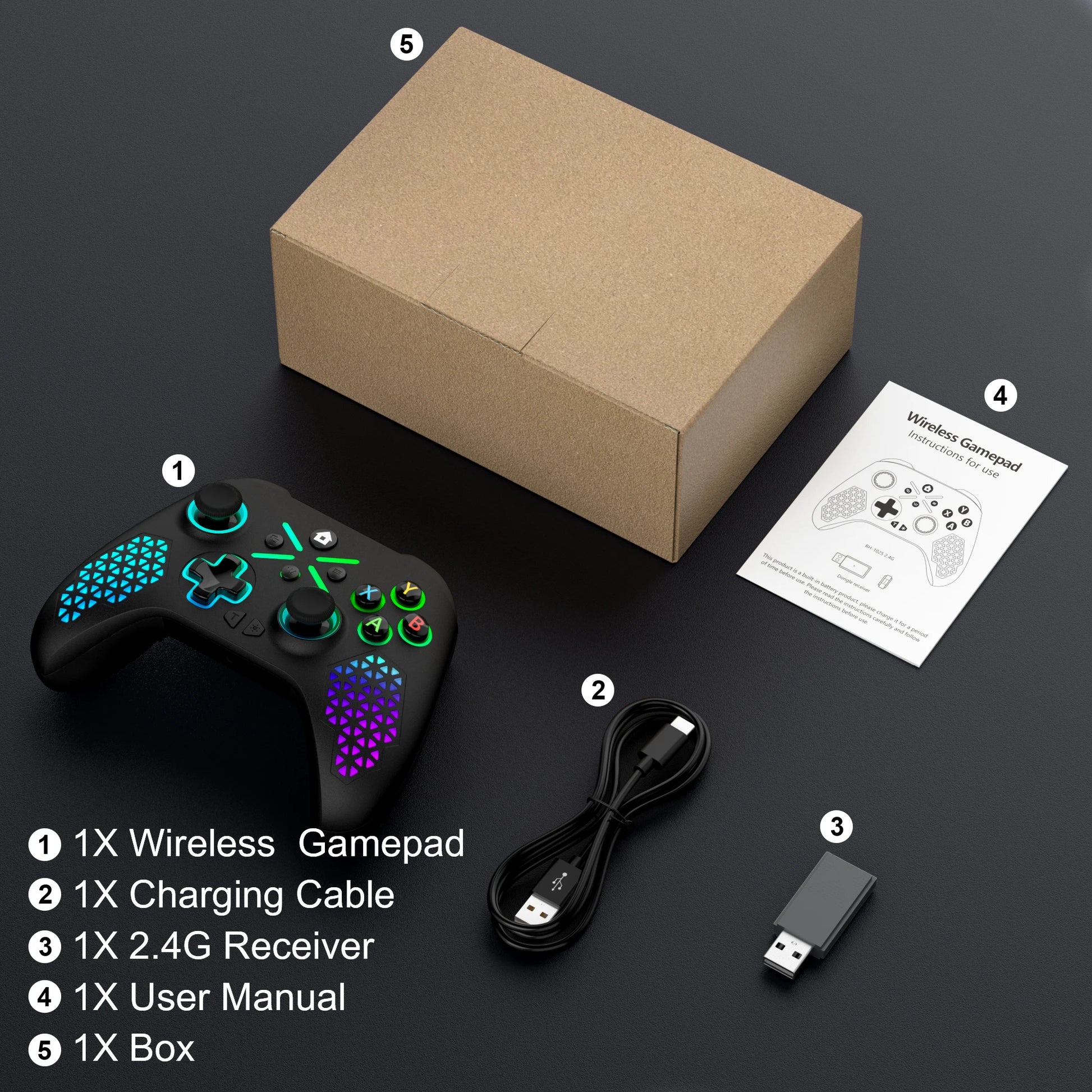 2.4G Controller for Xbox One - Dual Vibration Hall Effect 6-Axis Wireless Gamepad, for Xbox One/Series S/X PC Switch Console