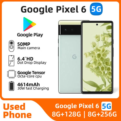 Pixel6 5G Smartphone CPU  Tensor Battery Capacity 4614Mah 50MP Cameraoriginal Used Phone
