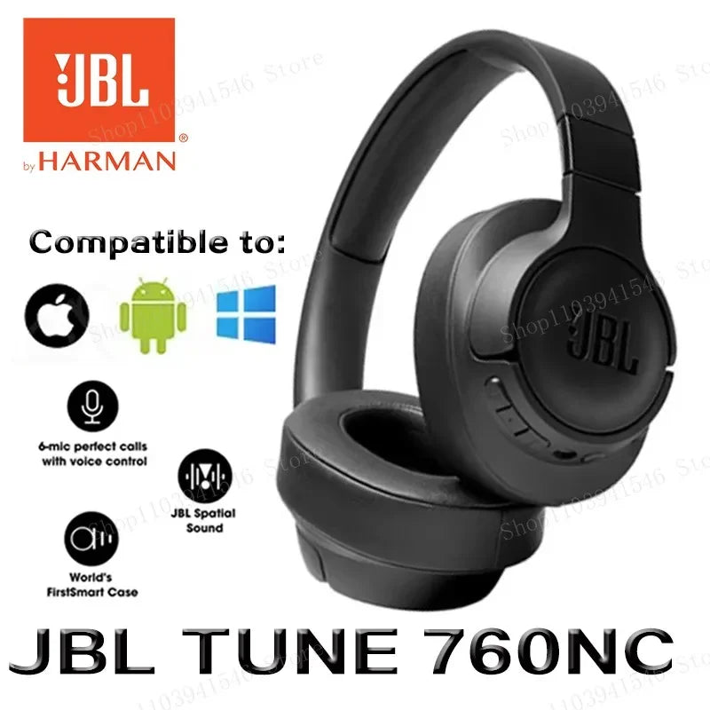 Original  Tune 760NC Foldable Over-Ear Wireless Headphones with Active Noise Cancellation  T760NC Sports Headset