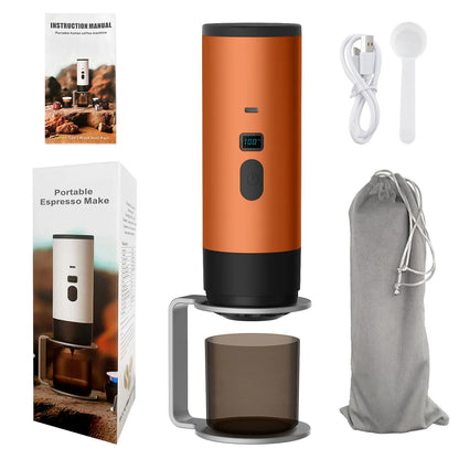 3-In-1 Portable Electric Coffee Makercapsule Coffee Grinder Travel Coffee Maker with Cordless Heating for Home Camping and Car
