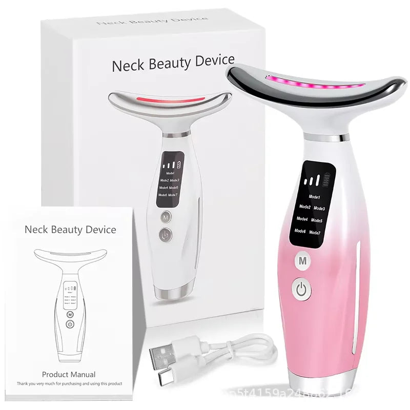 EMS Neck Face Lifter Neck Face Lifting Massager Skin Tighten Device LED Photon Therapy anti Wrinkle Double Chin Remover 7 Modes
