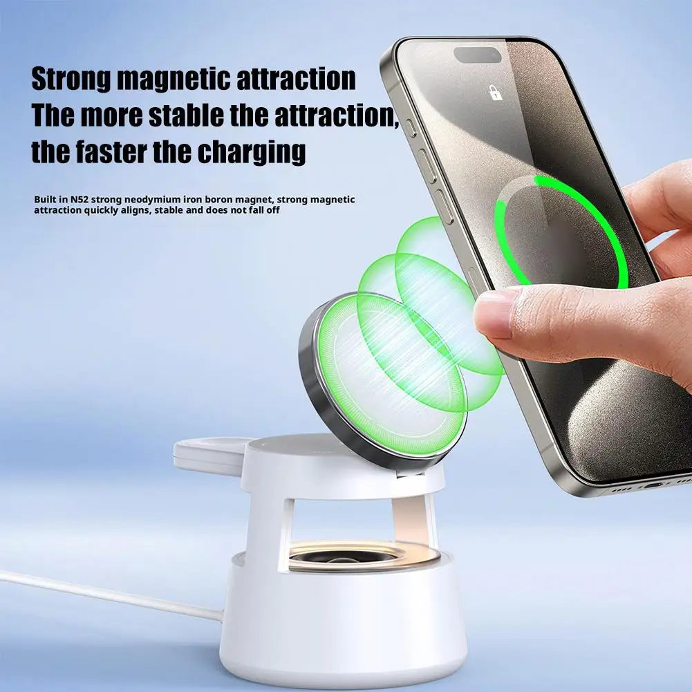 Wireless Charger Stand 5 in 1 Night Light LED Bluetooth Speaker for Magsafe for Apple Watch 9 8 Airpods Pro