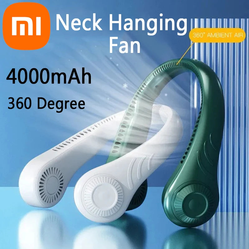 Xiaomi Neck Hanging Fan Bladeless Usb Charging 360 Degree Fan High Wind Power Portable Cooling Neckband Fan Air Outlets 4000Mah
