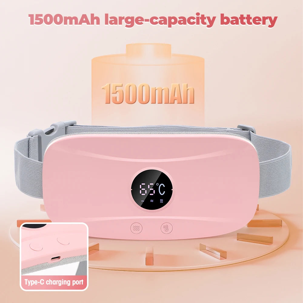 Electric Period Cramp Massager Vibrating Heating Belt for Menstrual Colic Relief Pain Waist Stomach Abdominal Warm Palace Belt