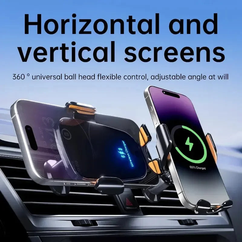 UYUXIO Wireless Car Charger Air Vent Fast Charging Phone Holder in Car for Iphone 16 Pro Max 15 14 12 13 Samsung Android Phones