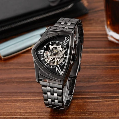 Men Watch Hollow Triangular Mechanical Watches Stainless Steel Men'S Wristwatches Fashion Brand Men Clock Male Dropshipping!!!