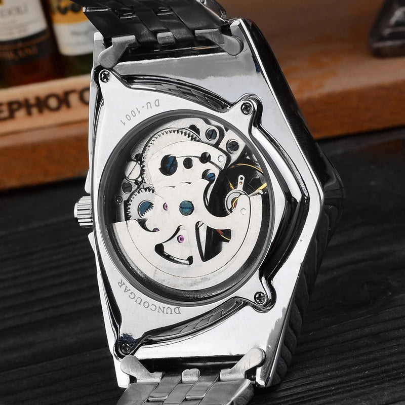 Men Watch Hollow Triangular Mechanical Watches Stainless Steel Men'S Wristwatches Fashion Brand Men Clock Male Dropshipping!!!