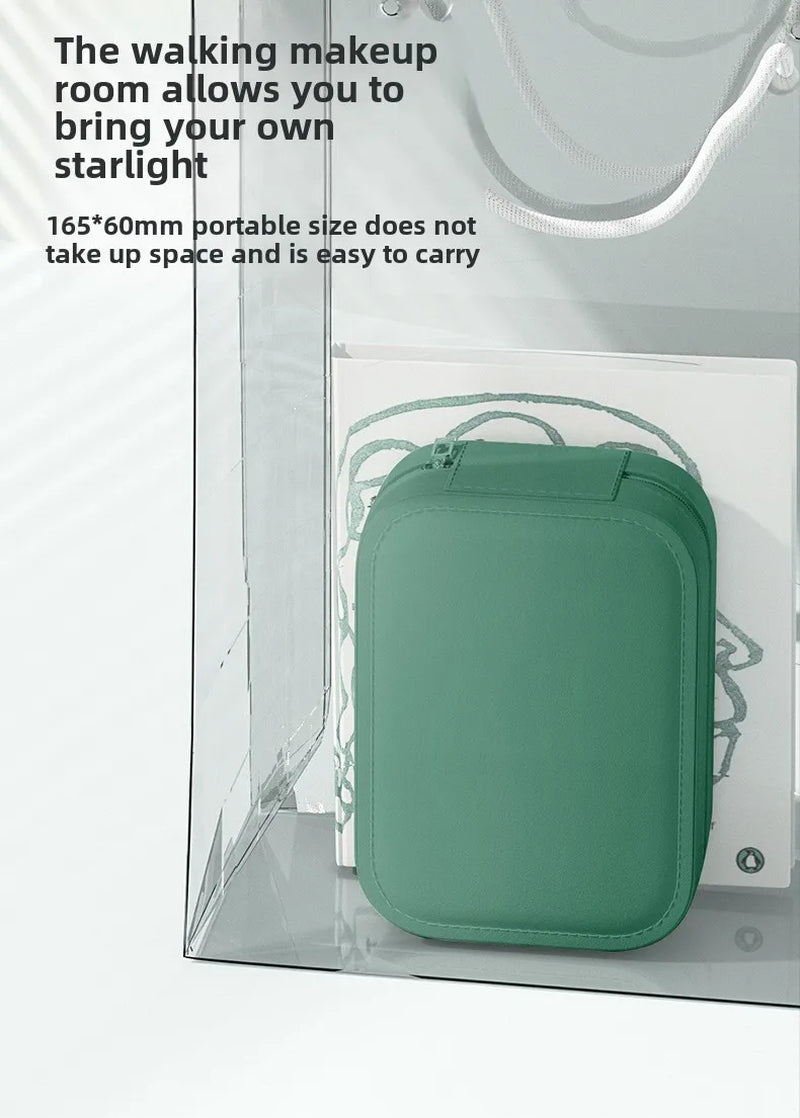 LED Makeup Bag with Mirror for Women Portable Cosmetic Storage Bag Small Lipstick Brush Wireless Makeup Box with Light