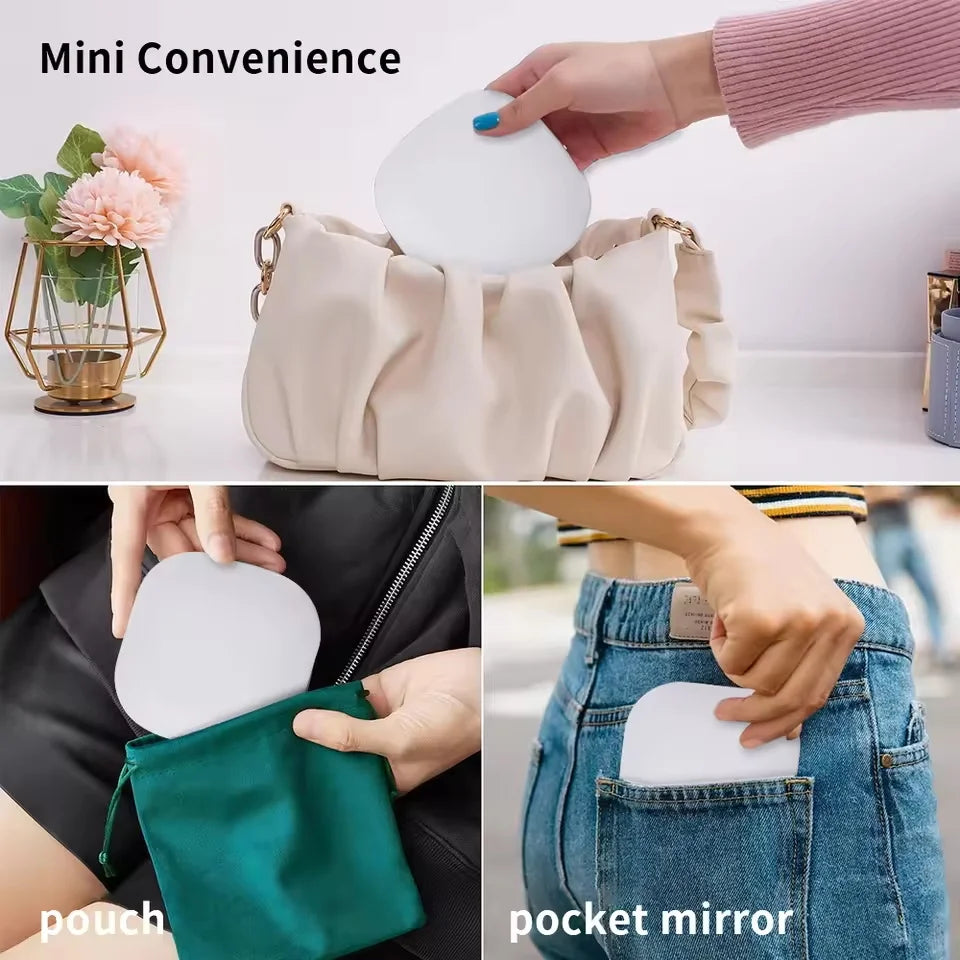 2 Face Sides Touch Compact Led 3 Colors Mini Foldable Cosmetic Charge Makeup Mirror with Light 5X Magnifying Compact Handheld