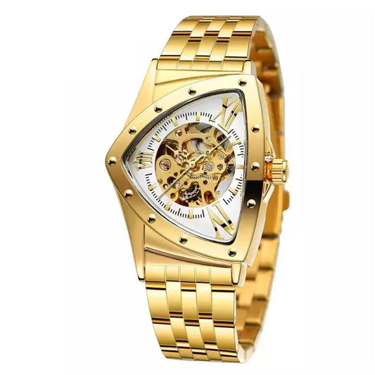 Men Watch Hollow Triangular Mechanical Watches Stainless Steel Men'S Wristwatches Fashion Brand Men Clock Male Dropshipping!!!